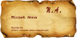 Micsek Anna névjegykártya